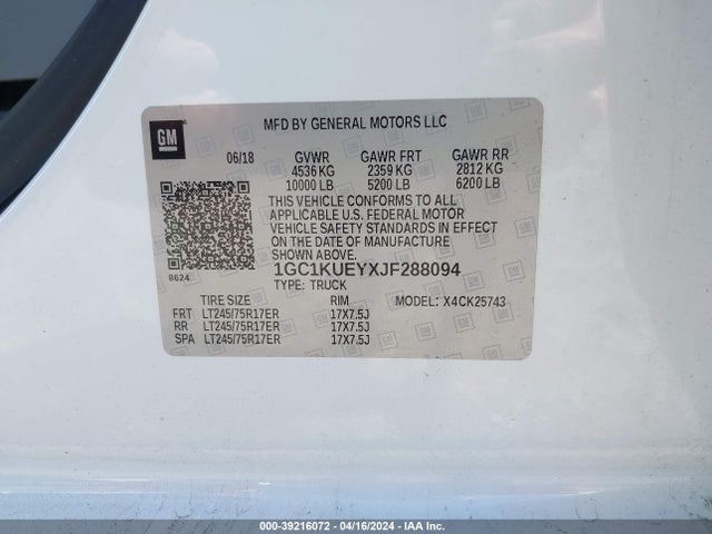 Chevrolet Silverado 2500hd Wt 2018 1GC1KUEYXJF288094 Image 9