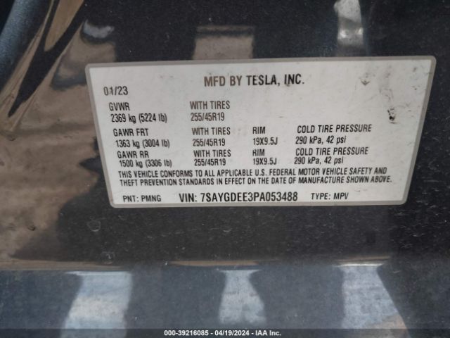 7SAYGDEE3PA053488 Tesla Model Y Awd/long Range Dual Motor All-wheel Drive
