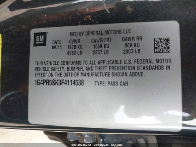 1G4PR5SK3F4114538 Buick Verano Convenience Group