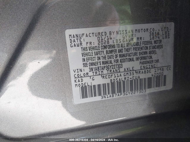Nissan SENTRA SR 2016 3N1AB7AP3GY227303 Image 9