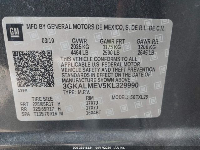 3GKALMEV5KL329990 GMC Terrain Sle