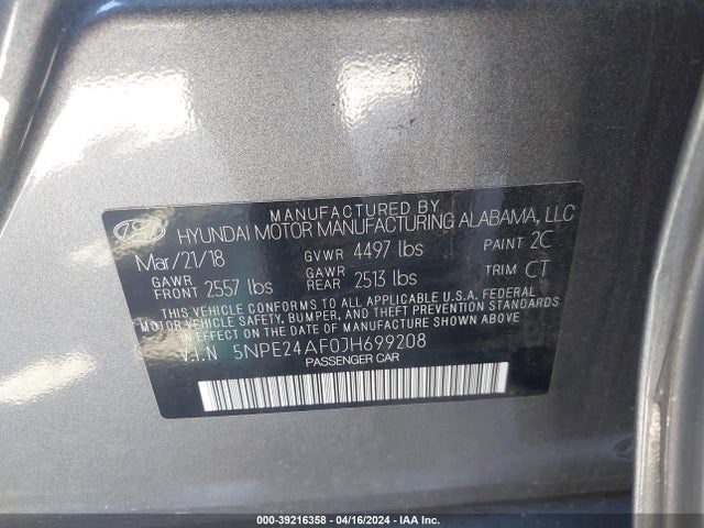 Hyundai SONATA SE 2018 5NPE24AF0JH699208 Image 9