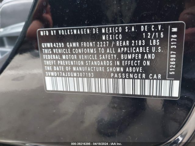 3VWD17AJXGM307193 Volkswagen Jetta 1.8t Sport