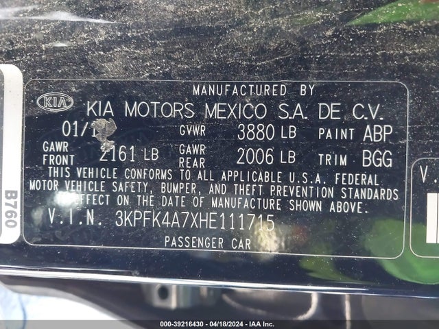 KIA FORTE LX 2017 3KPFK4A7XHE111715 Image 9