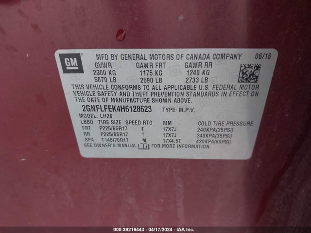 Chevrolet EQUINOX LT 2017 2GNFLFEK4H6128623 Image 9
