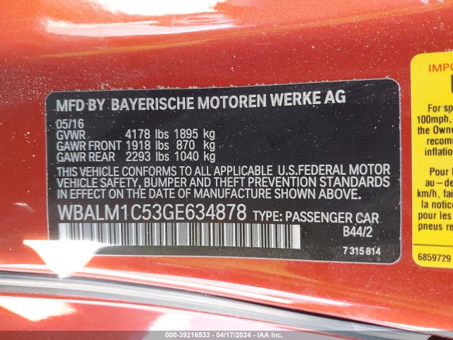 WBALM1C53GE634878 BMW Z4 Sdrive35is
