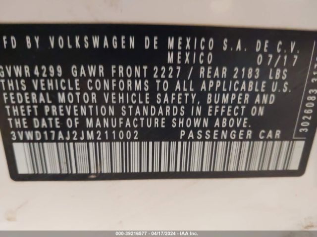 3VWD17AJ2JM211002 Volkswagen Jetta 1.8t Se Sport