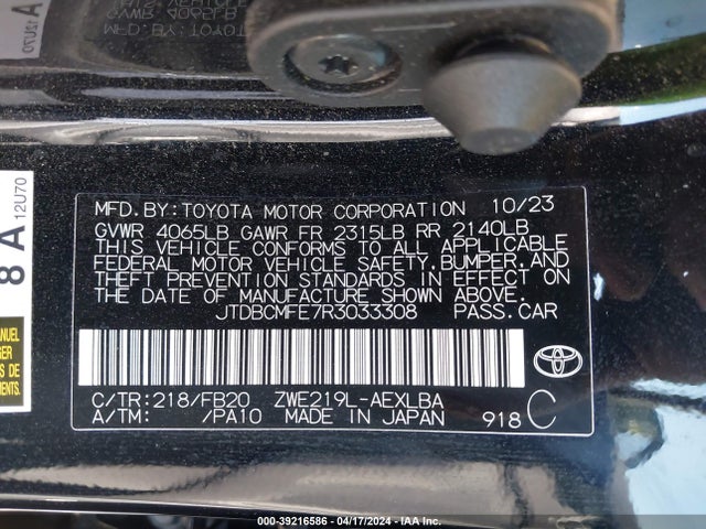 Toyota Corolla Hybrid Le 2024 JTDBCMFE7R3033308 Image 9