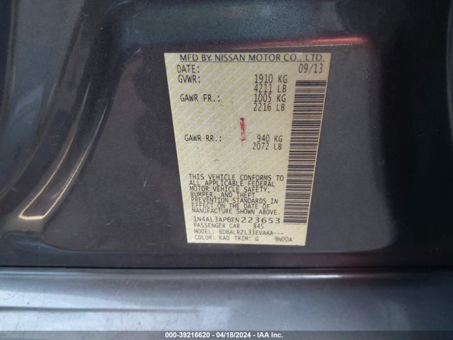 Nissan Altima 2.5 S 2014 1N4AL3AP6EN223653 Image 9