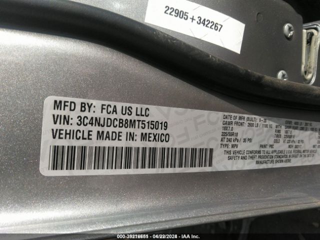 3C4NJDCB8MT515019 Jeep Compass Limited 4x4