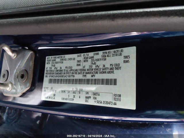Ford ESCAPE SE 2014 1FMCU0GX0EUC15779 Image 9