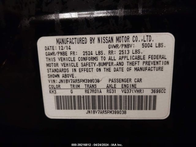 JN1BV7AR5FM399038 Infiniti Q50 Premium