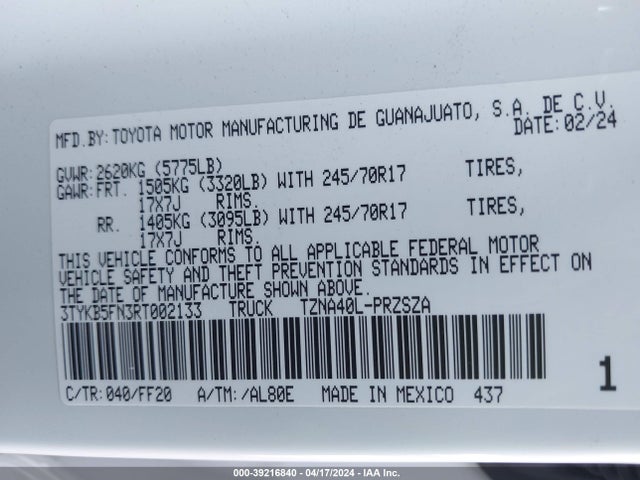 Toyota Tacoma Sr5 2024 3TYKB5FN3RT002133 Image 9
