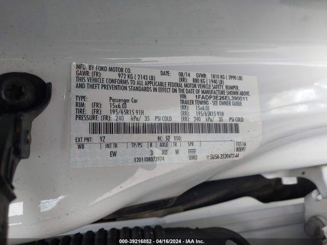 Ford FOCUS S 2014 1FADP3E26EL390011 Image 9