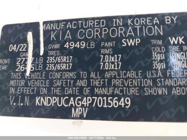 KNDPUCAG4P7015649 KIA Sportage Hybrid Lx