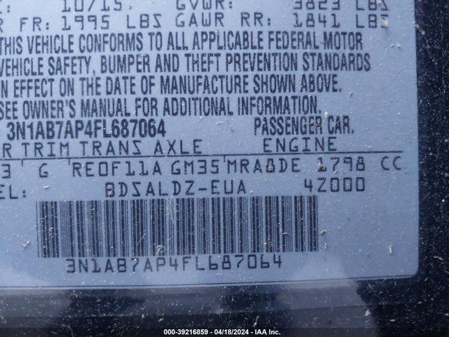 Nissan SENTRA SV 2015 3N1AB7AP4FL687064 Image 9