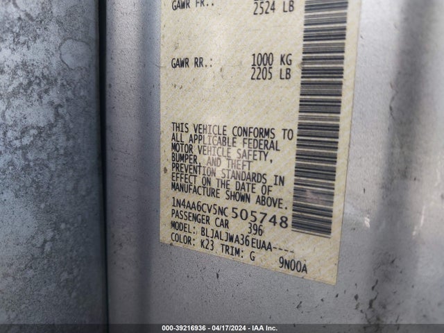 Nissan Maxima Sv Xtronic Cvt 2022 1N4AA6CV5NC505748 Image 9