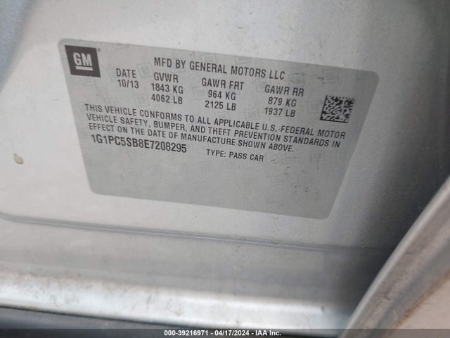 Chevrolet Cruze 1lt Auto 2014 1G1PC5SB8E7208295 Image 9
