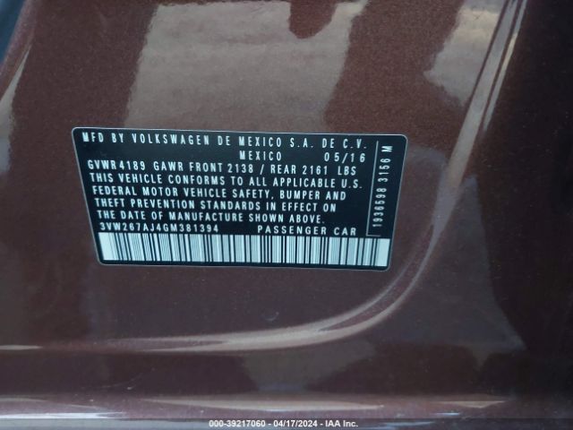 3VW267AJ4GM381394 Volkswagen Jetta 1.4t S