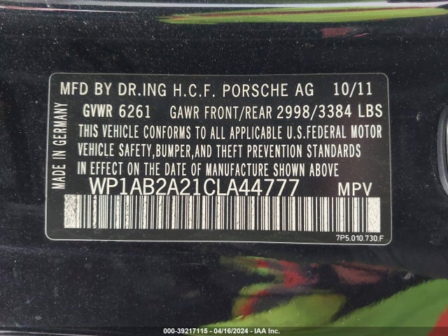 2012 PORSCHE CAYENNE WP1AB2A21CLA44777 Photo 8