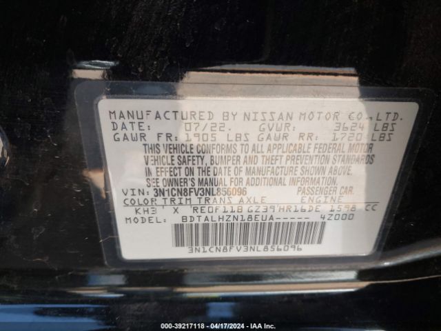 3N1CN8FV3NL856096 Nissan Versa 1.6 Sr Xtronic Cvt