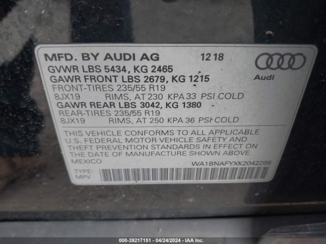 WA1BNAFYXK2042268 Audi Q5 45 Premium