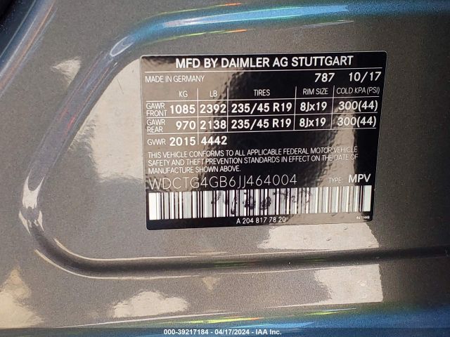 WDCTG4GB6JJ464004 Mercedes-Benz Gla 250 4matic