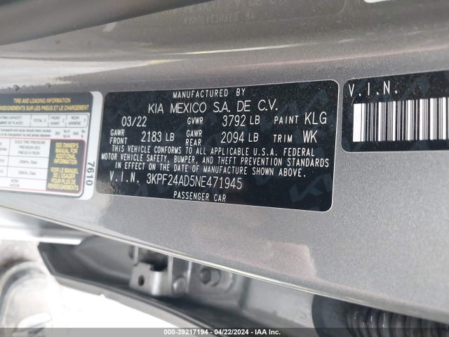 KIA Forte Lxs 2022 3KPF24AD5NE471945 Image 9