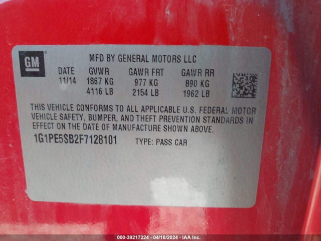 Chevrolet Cruze 2lt Auto 2015 1G1PE5SB2F7128101 Image 9