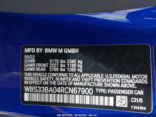 WBS33BA04RCN67900 BMW M4 Competition Xdrive