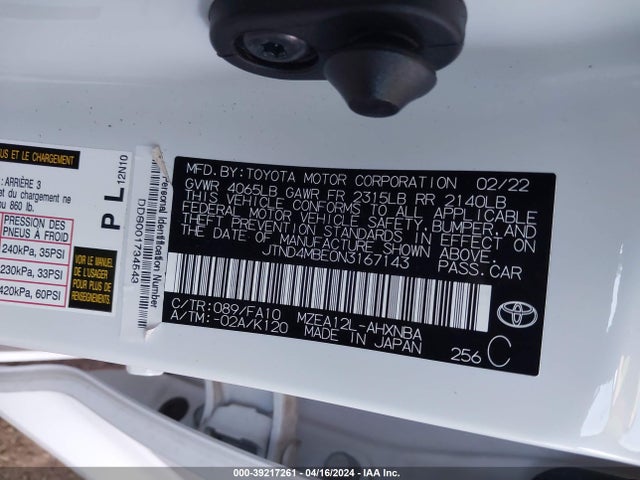Toyota COROLLA SE 2022 JTND4MBE0N3167143 Image 9