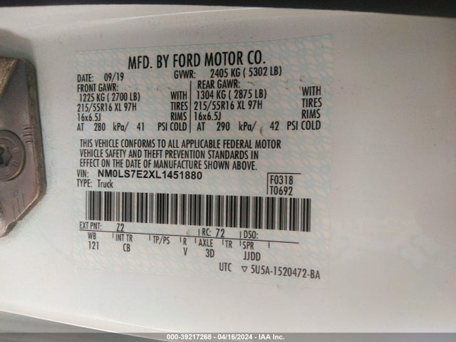 Ford Transit Connect Xl 2020 NM0LS7E2XL1451880 Image 9