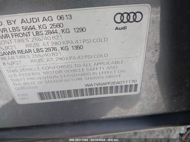 WA1VGAFP2EA011170 Audi Sq5 3.0t Premium Plus