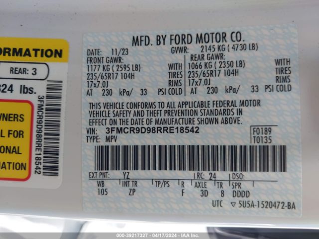 3FMCR9D98RRE18542 Ford Bronco Sport Badlands