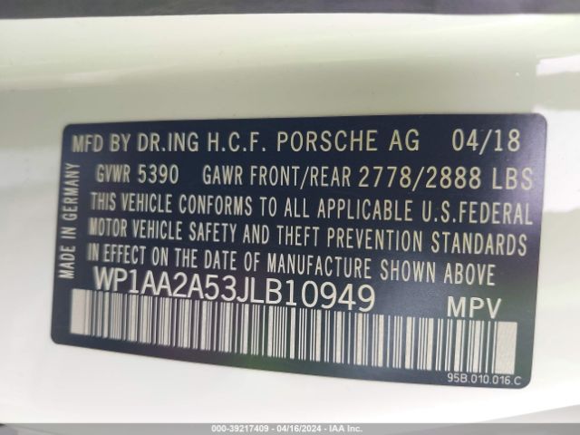 WP1AA2A53JLB10949 Porsche Macan Sport Edition