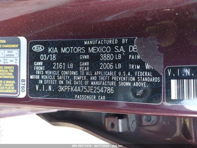 KIA FORTE LX 2018 3KPFK4A75JE254786 Image 9