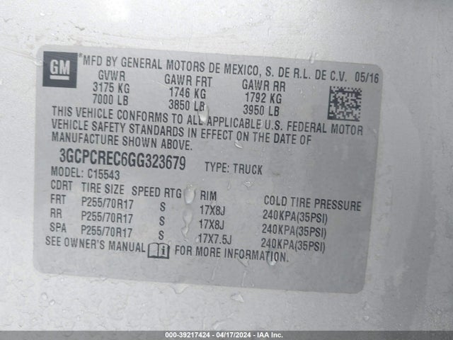 Chevrolet Silverado 1500 1lt 2016 3GCPCREC6GG323679 Image 9