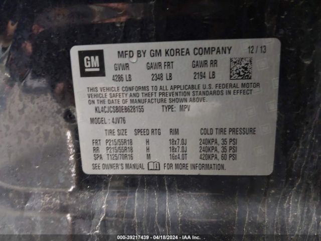 KL4CJCSB0EB628155 Buick Encore Leather