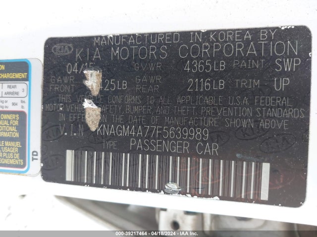 KIA Optima Lx 2015 KNAGM4A77F5639989 Image 9