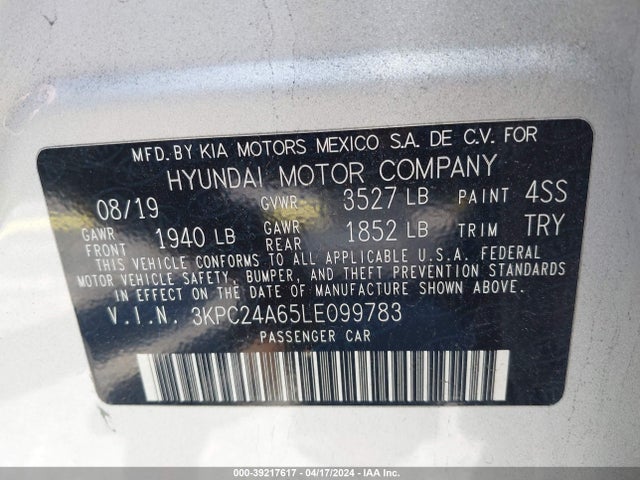 Hyundai ACCENT SE 2020 3KPC24A65LE099783 Image 9