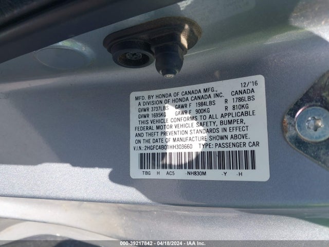 Honda Civic Lx-p 2017 2HGFC4B01HH303660 Image 9