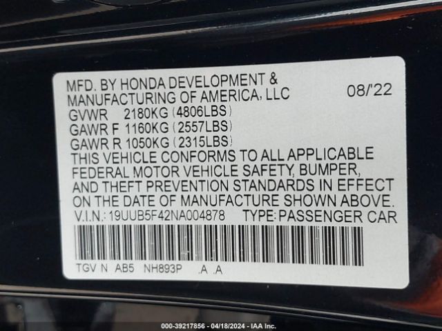 19UUB5F42NA004878 Acura Tlx Technology Package