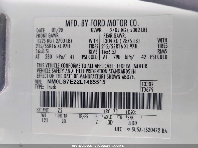 Ford Transit Connect Xl 2020 NM0LS7E22L1465515 Image 9