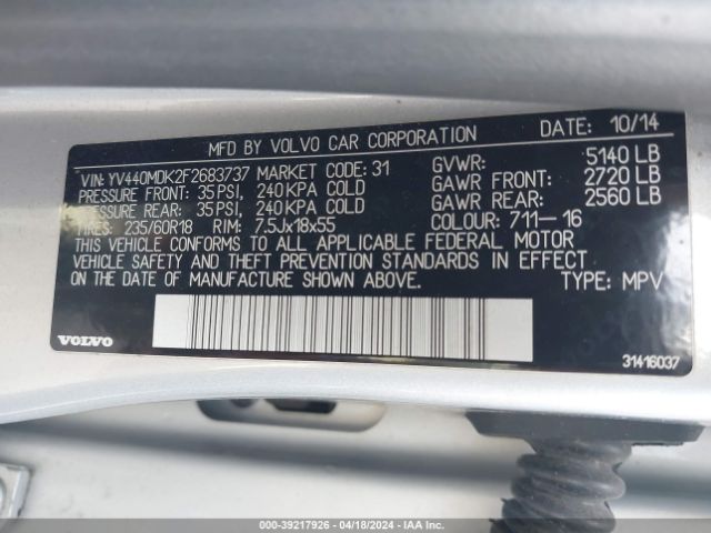 YV440MDK2F2683737 Volvo Xc60 T5 Premier