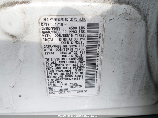 Nissan Rogue Sl 2018 JN8AT2MT3JW465211 Image 9