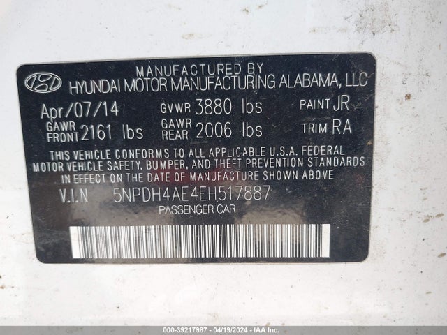 Hyundai ELANTRA SE 2014 5NPDH4AE4EH517887 Image 9