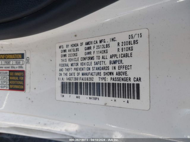 1HGCT2B81FA008292 Honda Accord Ex-l V-6