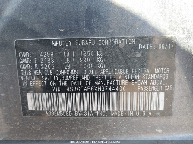 Subaru Impreza 2.0i Premium 2017 4S3GTAB6XH3744406 Image 9