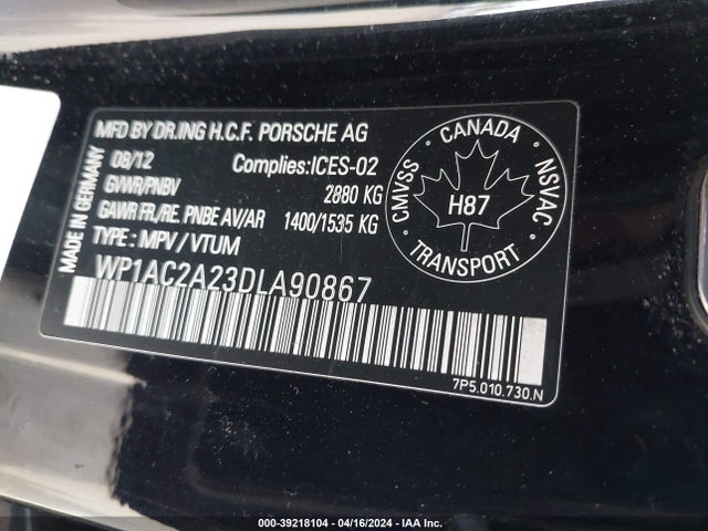 2013 PORSCHE CAYENNE WP1AC2A23DLA90867 Photo 8