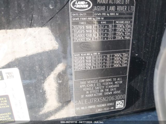SALEJ7RX5N2063000 Land Rover Defender 110 S
